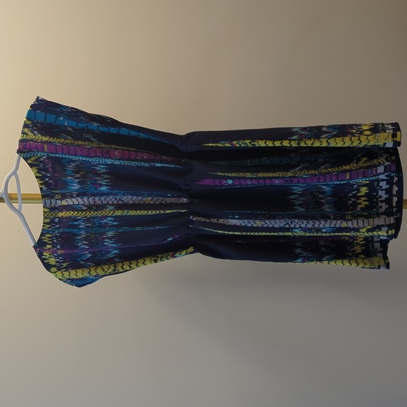 BEBOP | Vibrant blue and purple short sleeve dress, Stretchy Waist, Medium - Picture 9 of 9